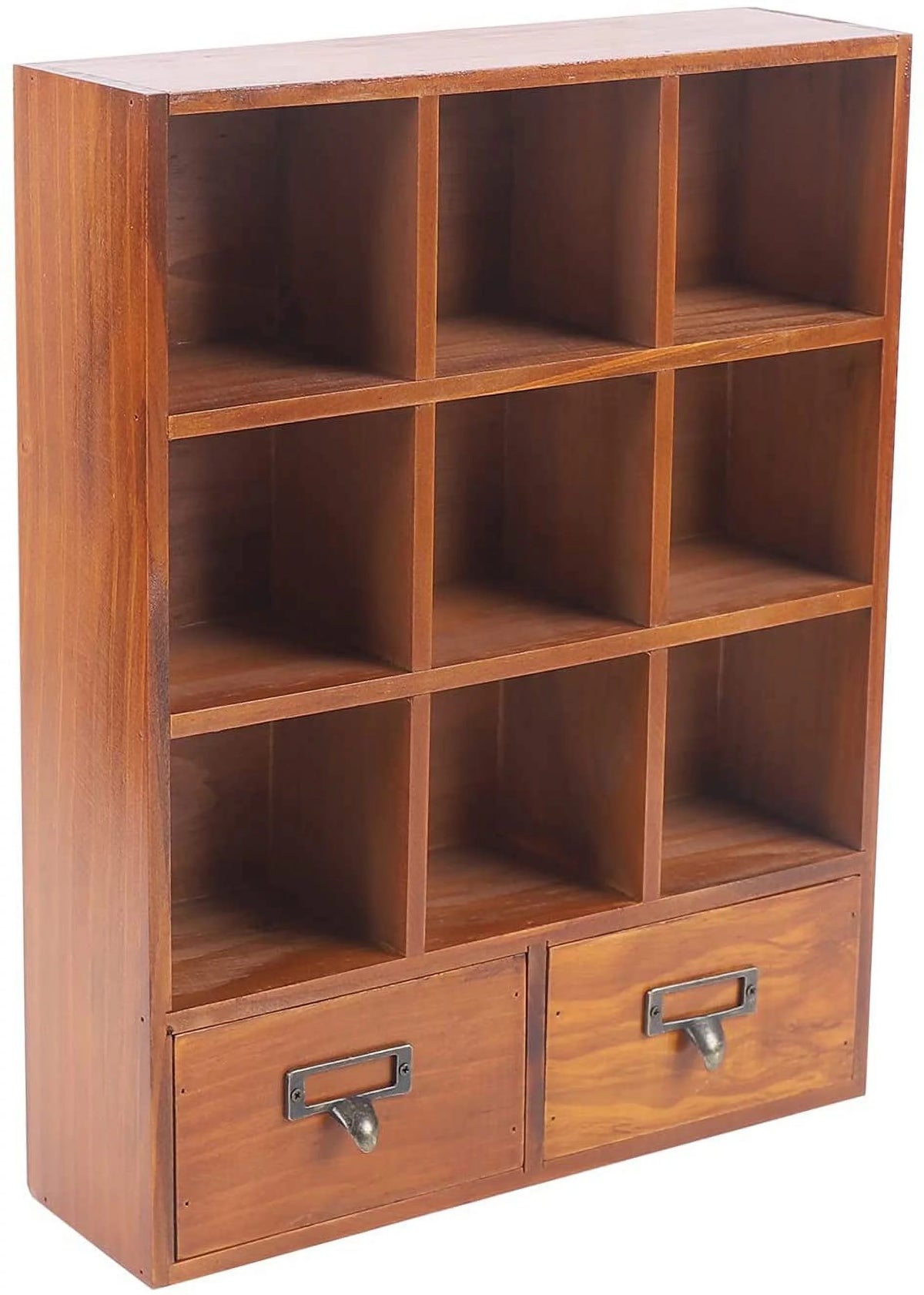 9 Cube Wooden Display Shelf Bookcase with 2 Drawers L4185