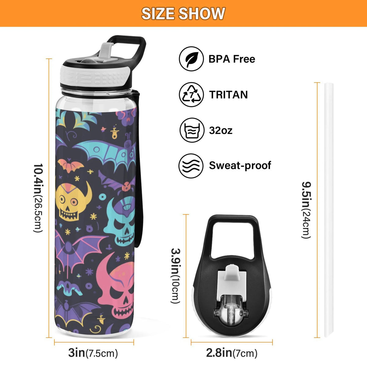32oz Leakproof Tritan Water Bottle with Straw V66241
