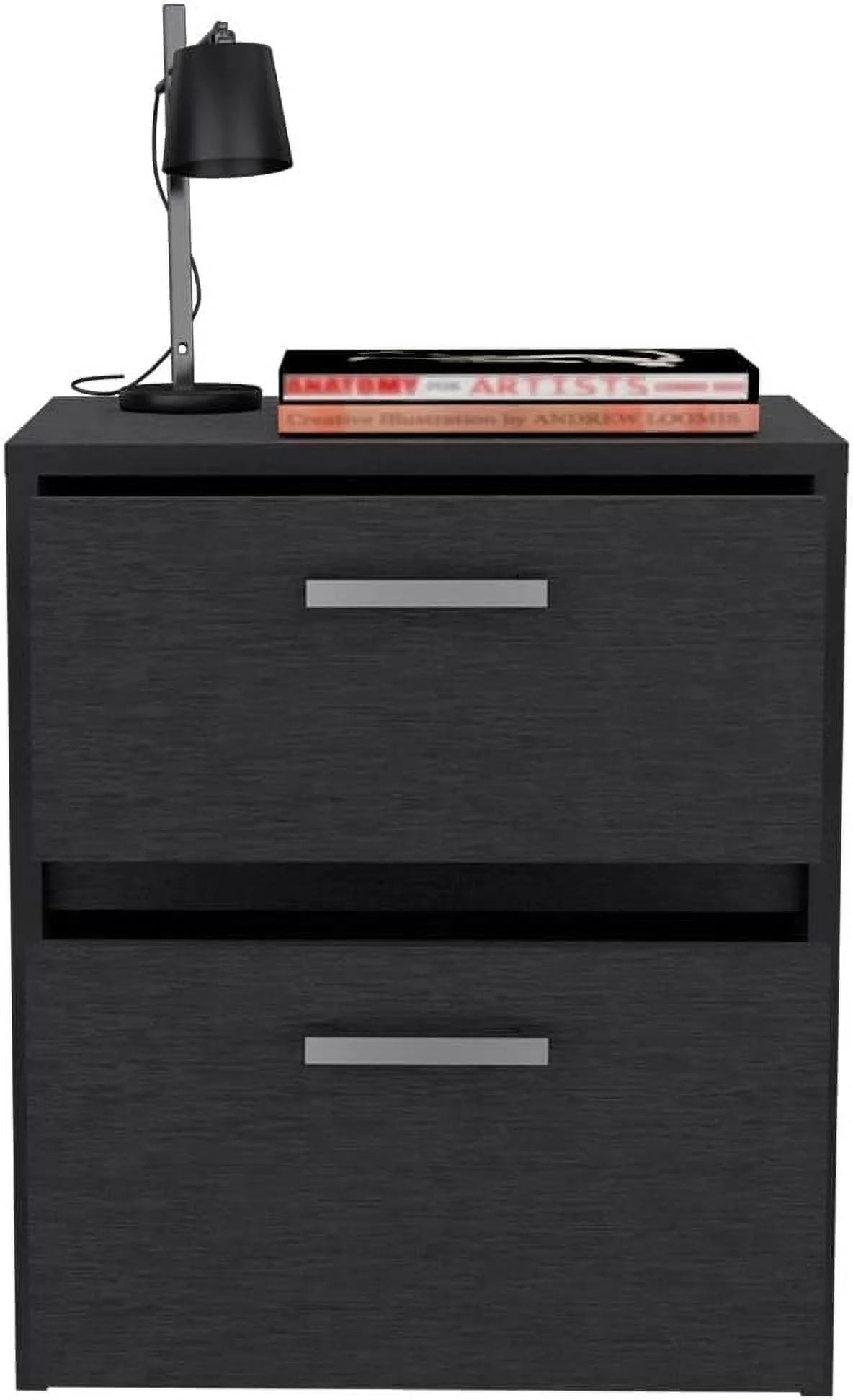 Black Two Drawers Nightstand S6492