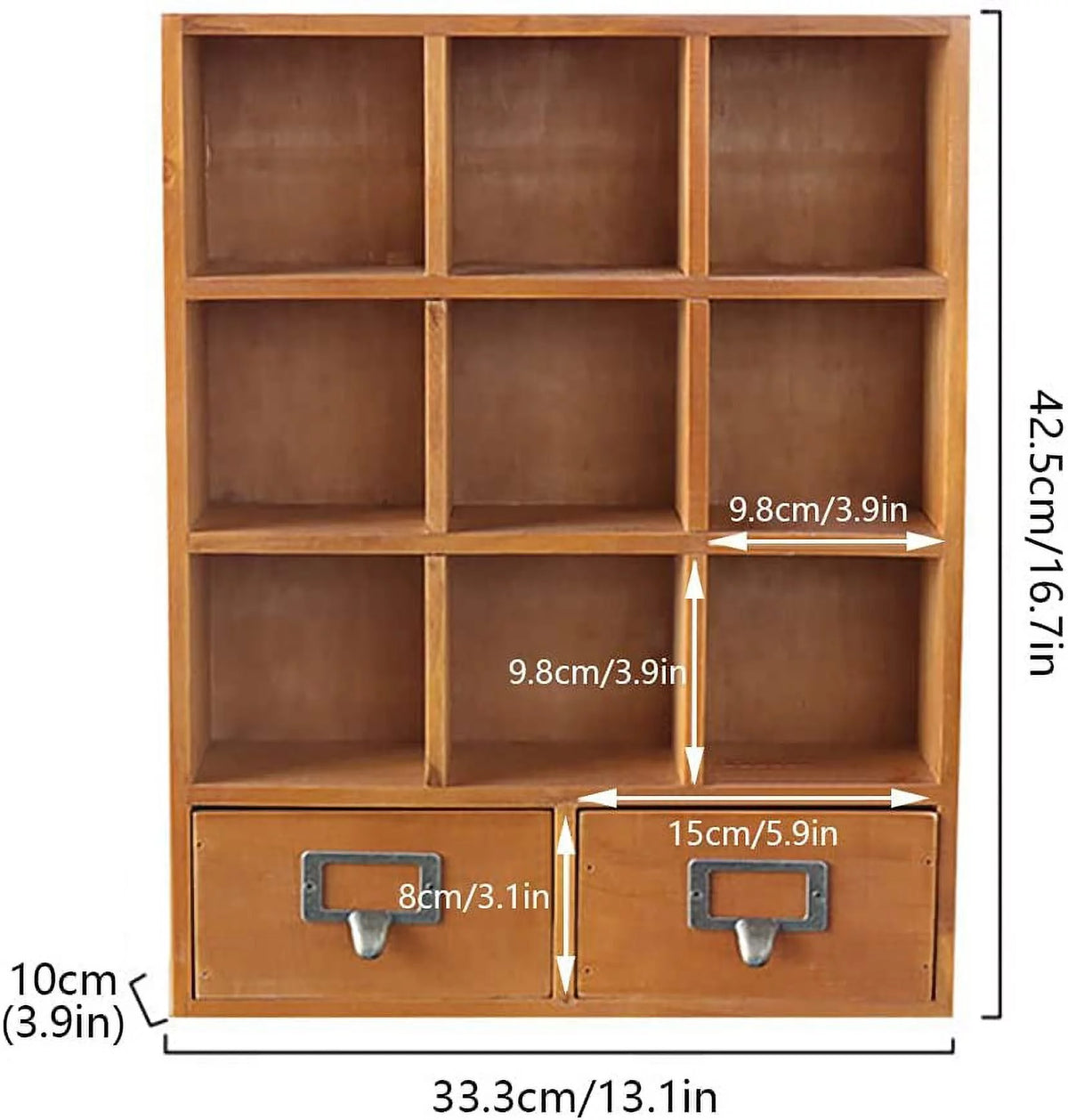 9 Cube Wooden Display Shelf Bookcase with 2 Drawers L4185