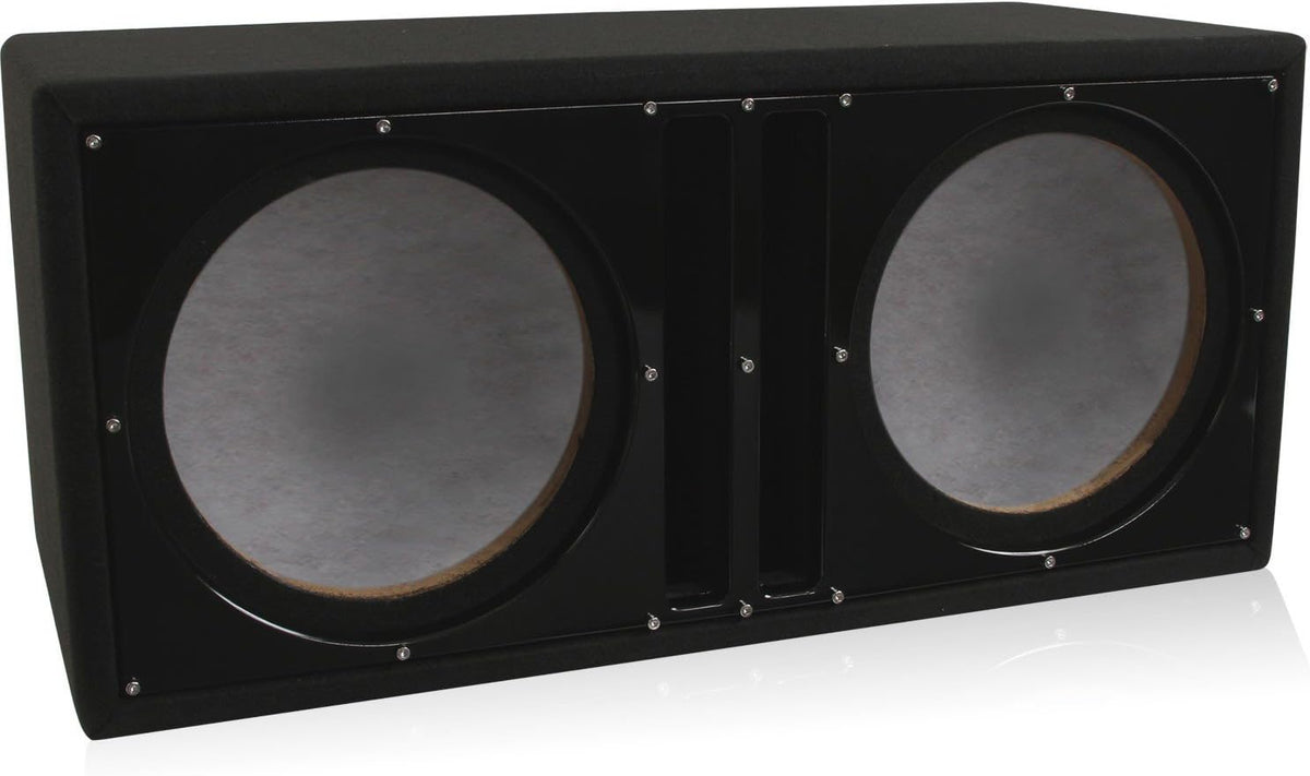 Dual 10-inch Car Ported Subwoofer Box 3/4-inch MDF Prelined Polyfil Black Baffle Z1277