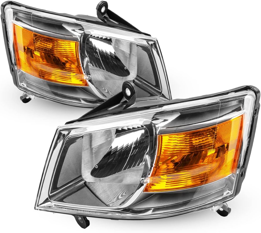 Headlight Assembly Chrome Housing Amber Reflector Clear Lens X479