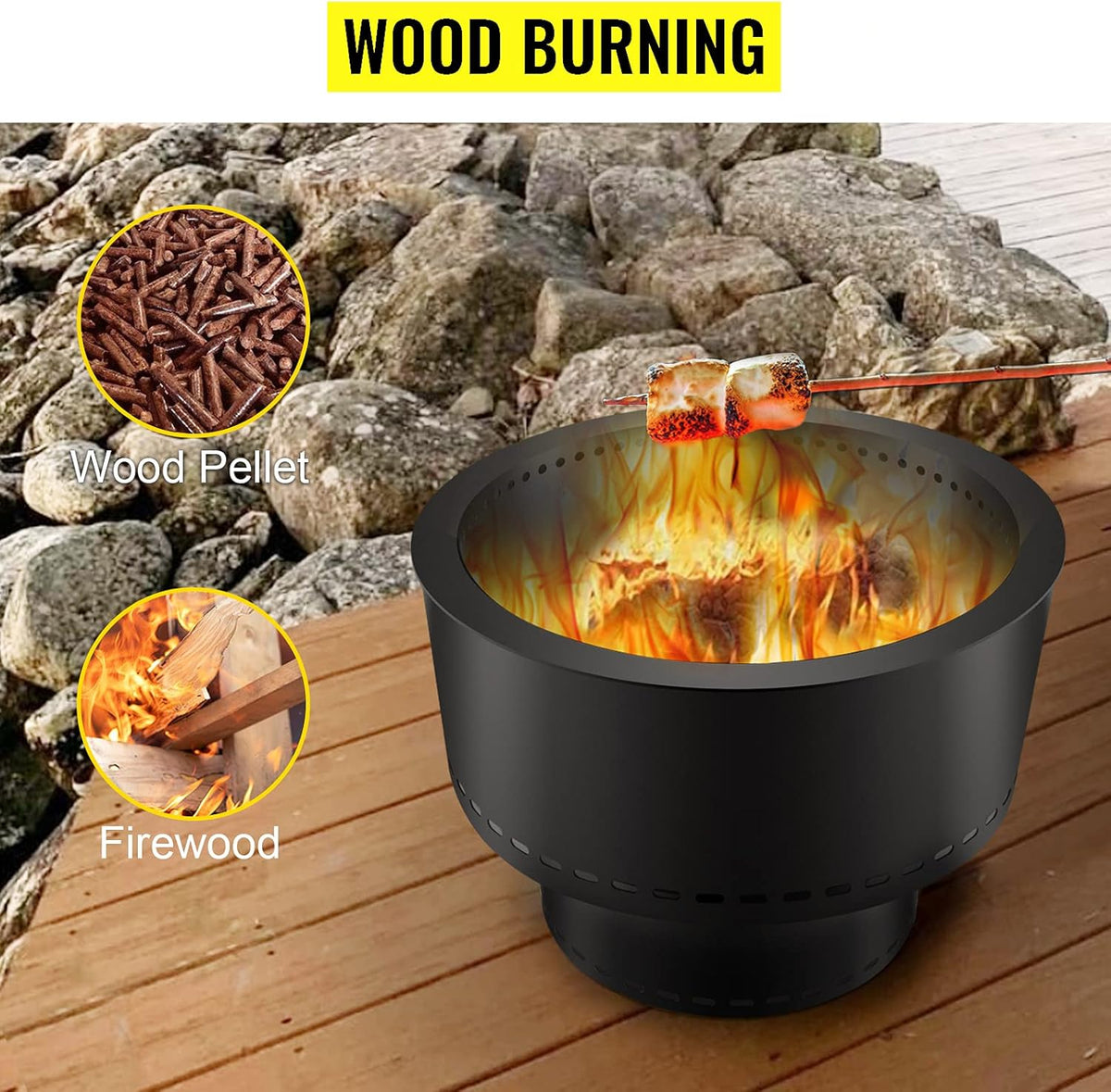 Carbon Steel Smokeless Fire Pit, 13.5 inch Diameter, Portable O723562