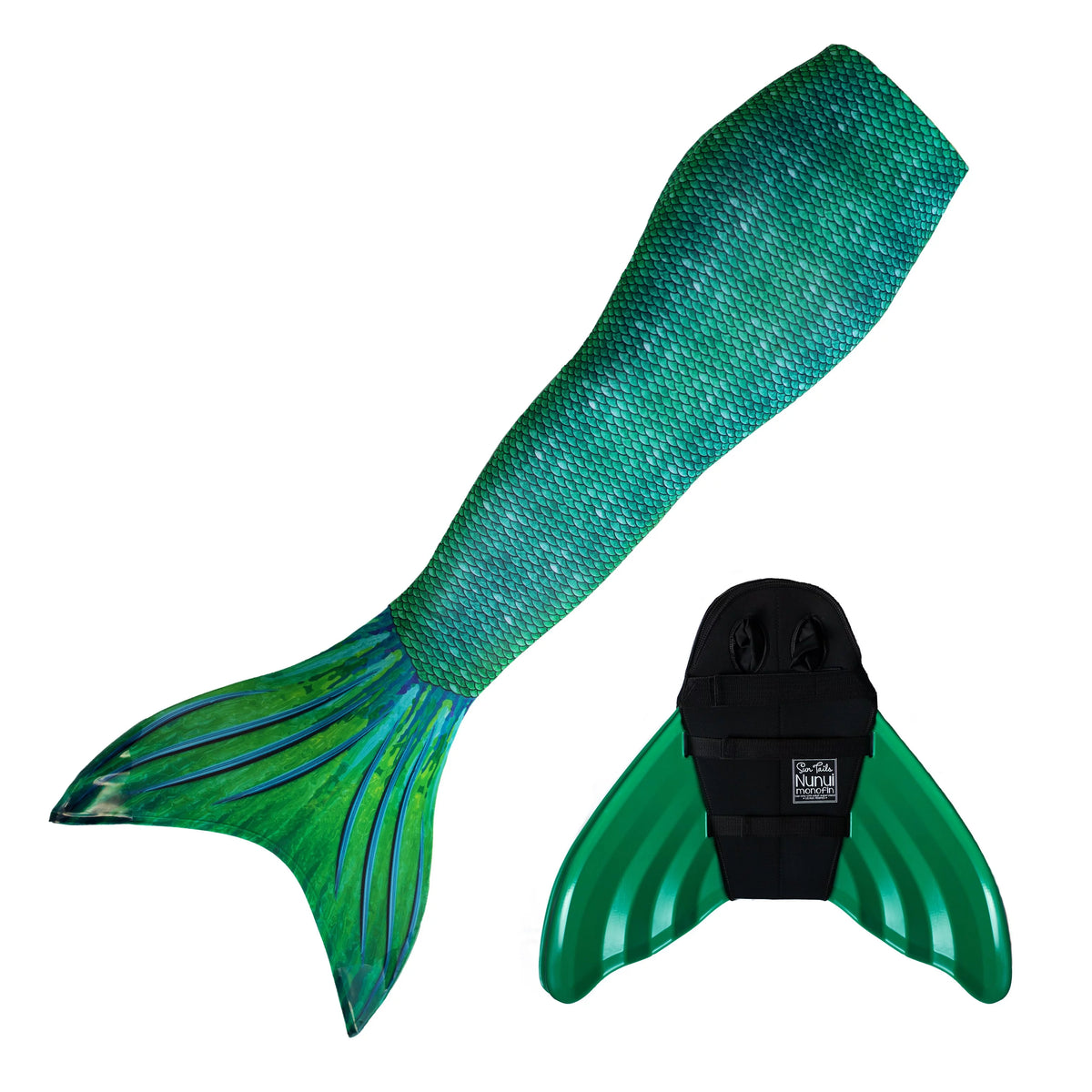 Green Mermaid Tail and Monofin Swim Set Q1477