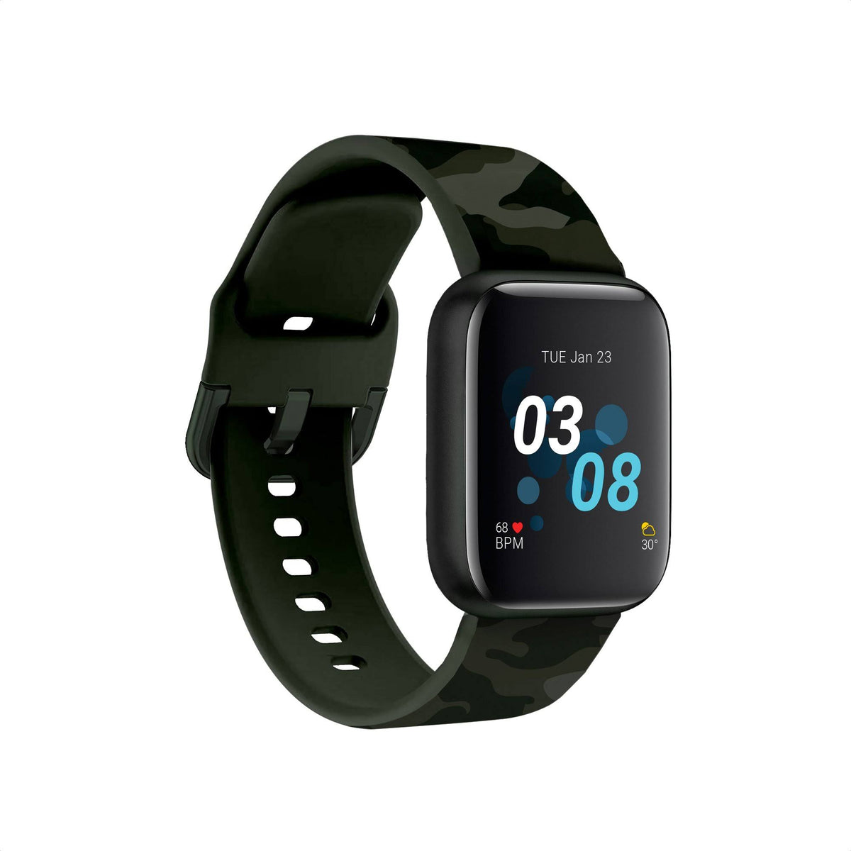 Black Smartwatch with Green Camouflage Strap L125504
