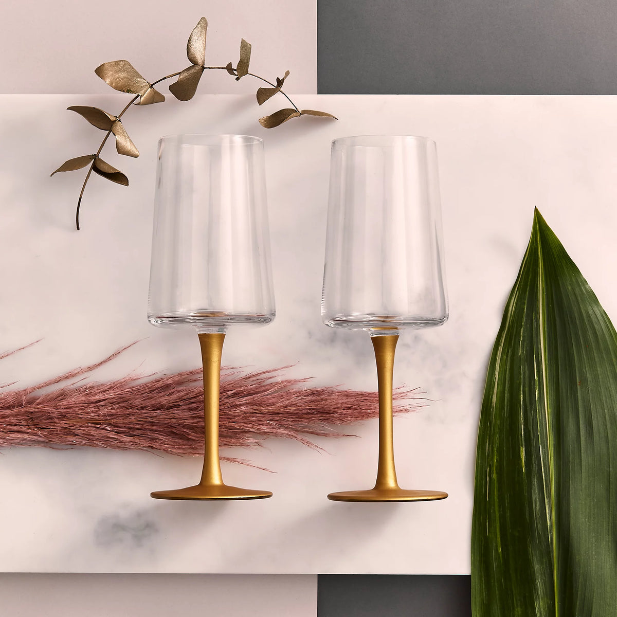 Gold Stem Wine Glass, Set of 2 R1426