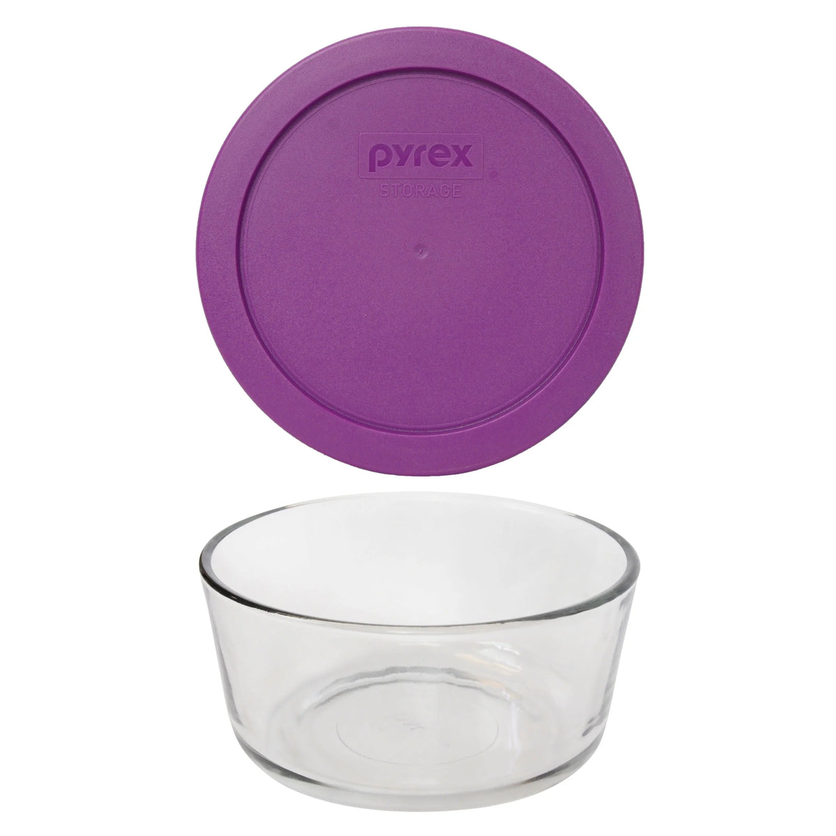4-Cup Round Glass Storage Bowl with Purple Lid B164865