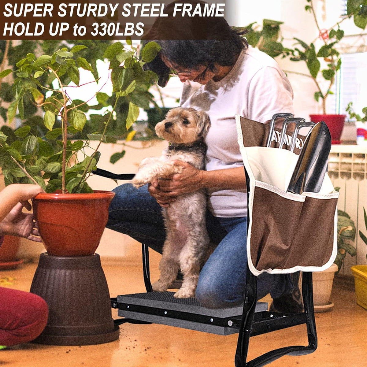 Foldable Garden Kneeler Seat with Kneeling Pad and Tool Bags V732