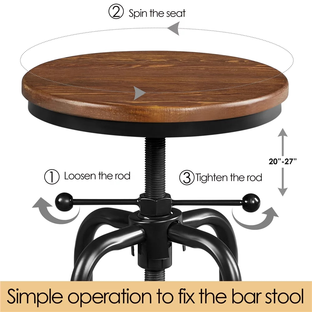 Round Wood Metal Bar Stool Z163