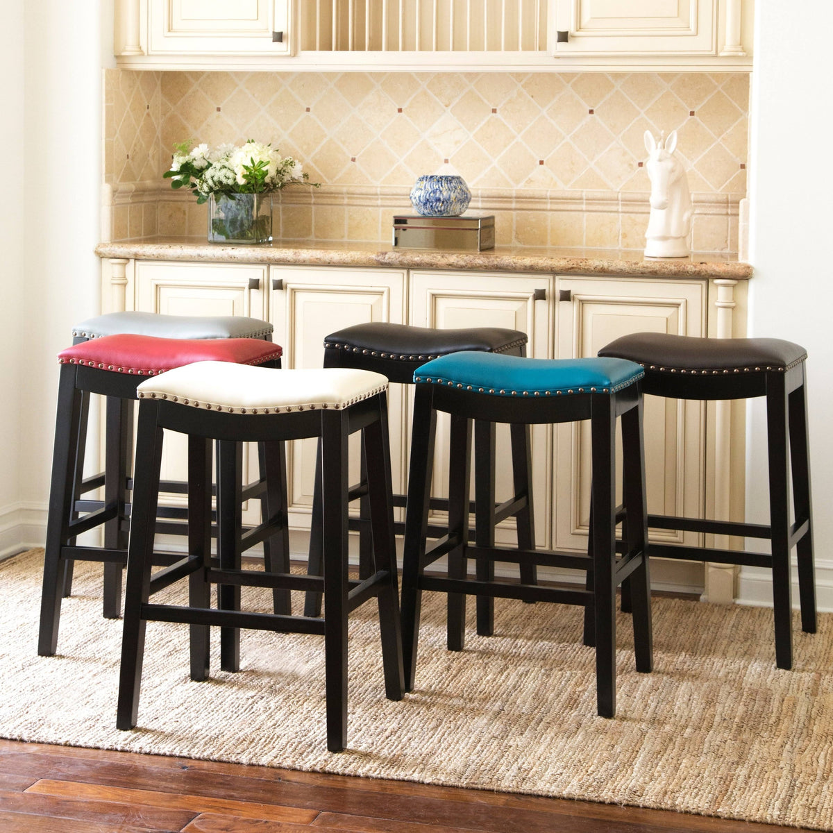 Red Bonded Leather Counter Stool X306