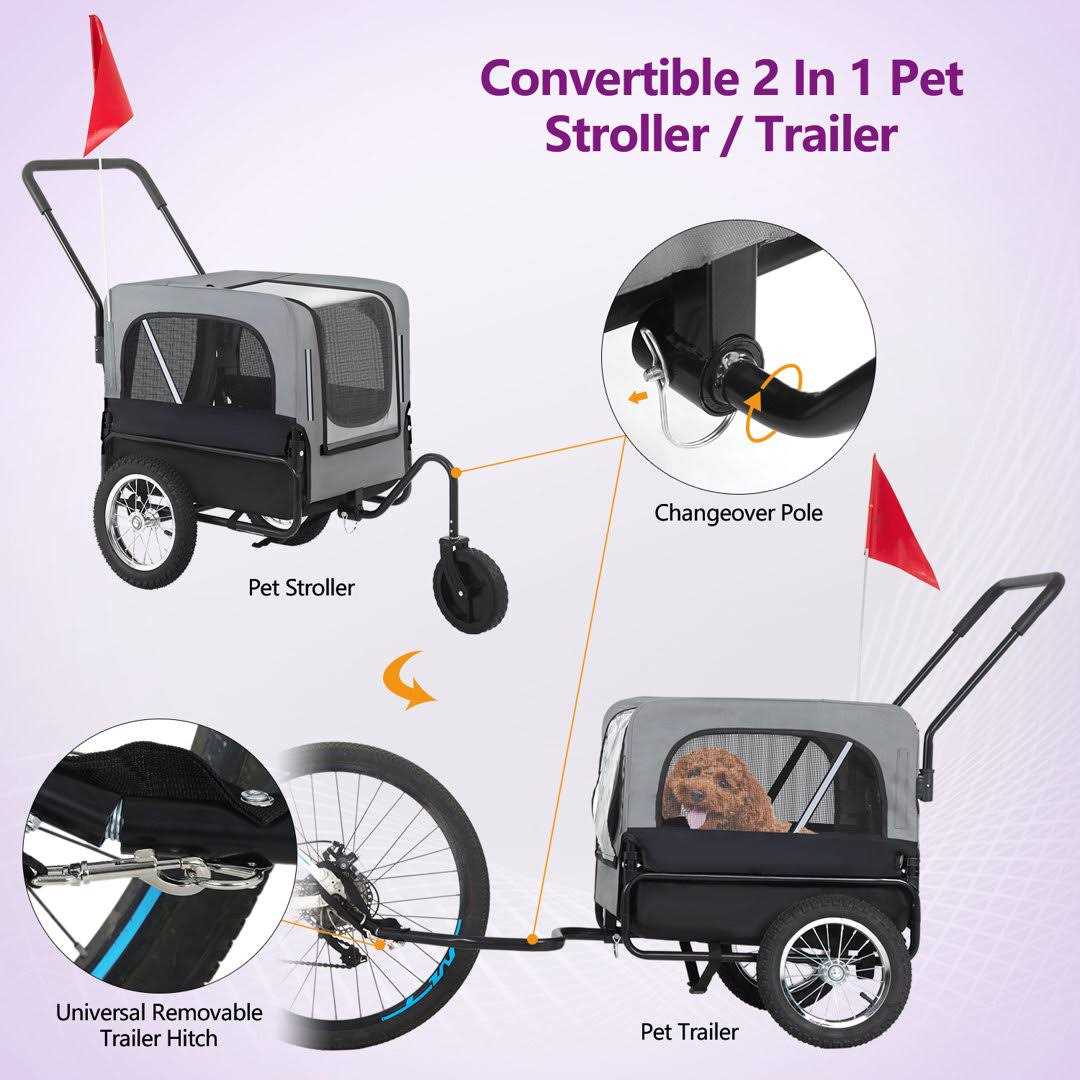 Dog Stroller Pet Bike Trailer Carrier Cart L851630