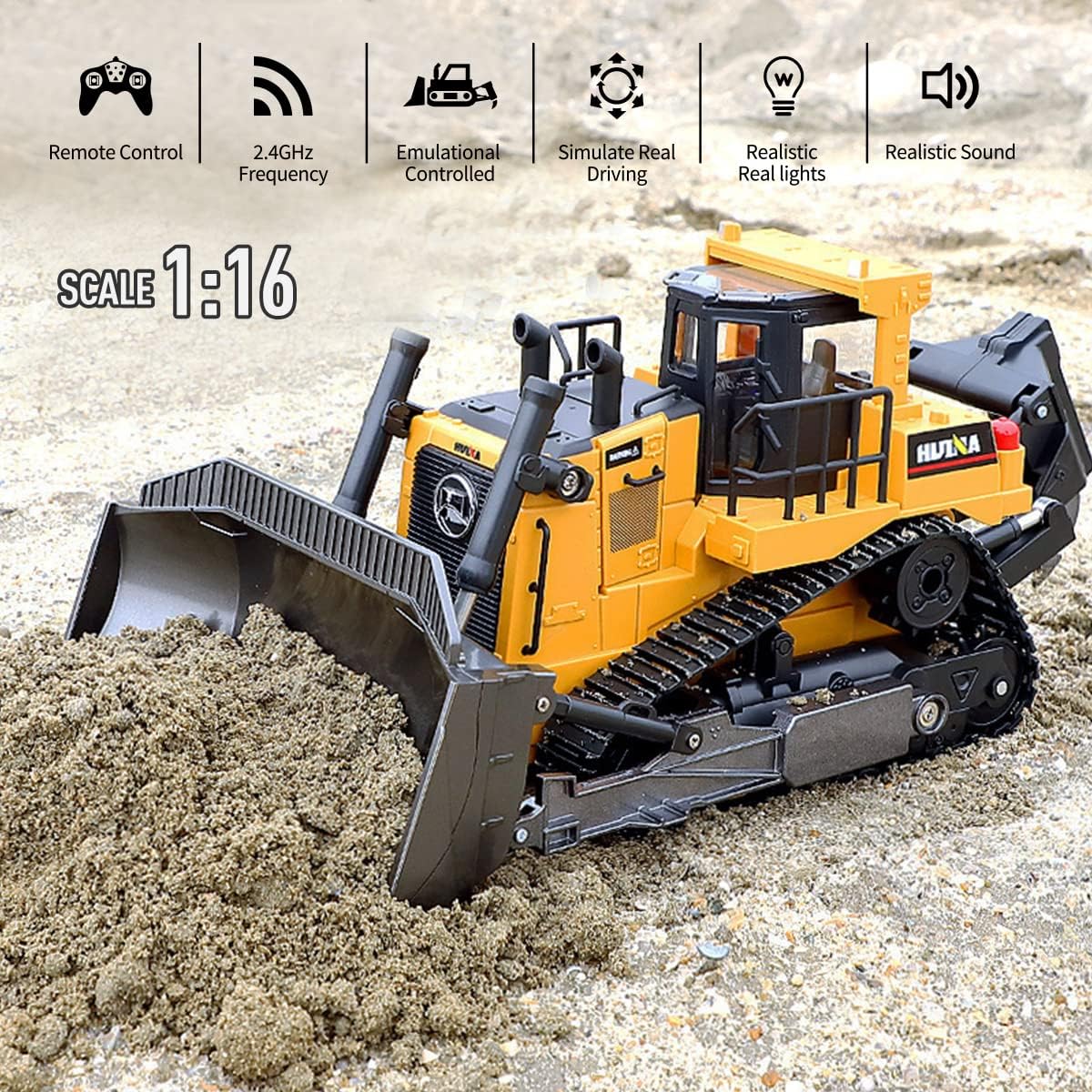 1/16 Scale 9 Channel RC Bulldozer Toy H836654