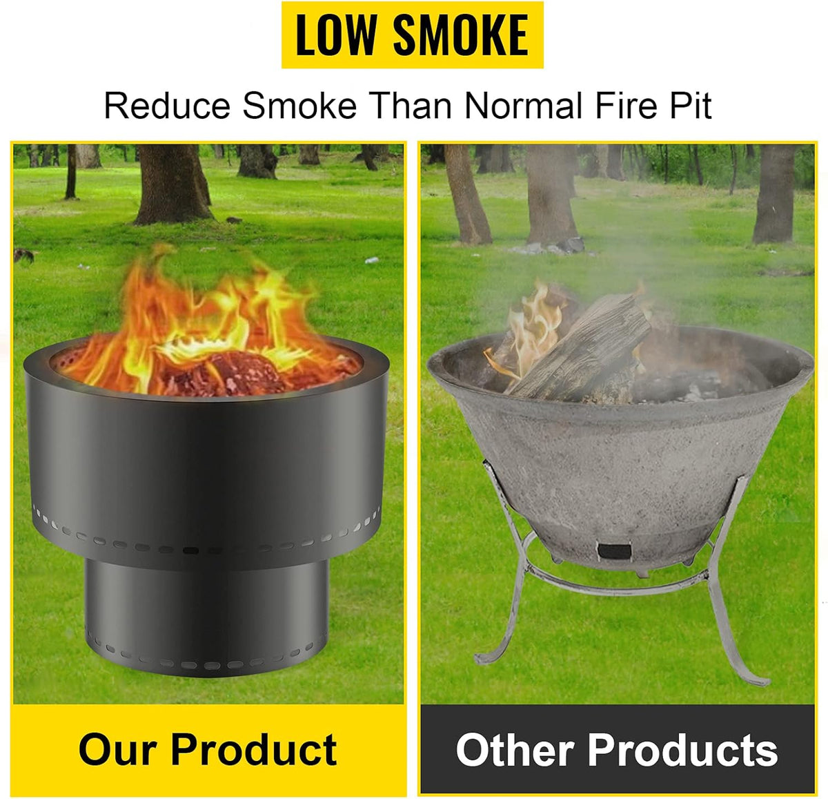 Carbon Steel Smokeless Fire Pit, 13.5 inch Diameter, Portable O723562