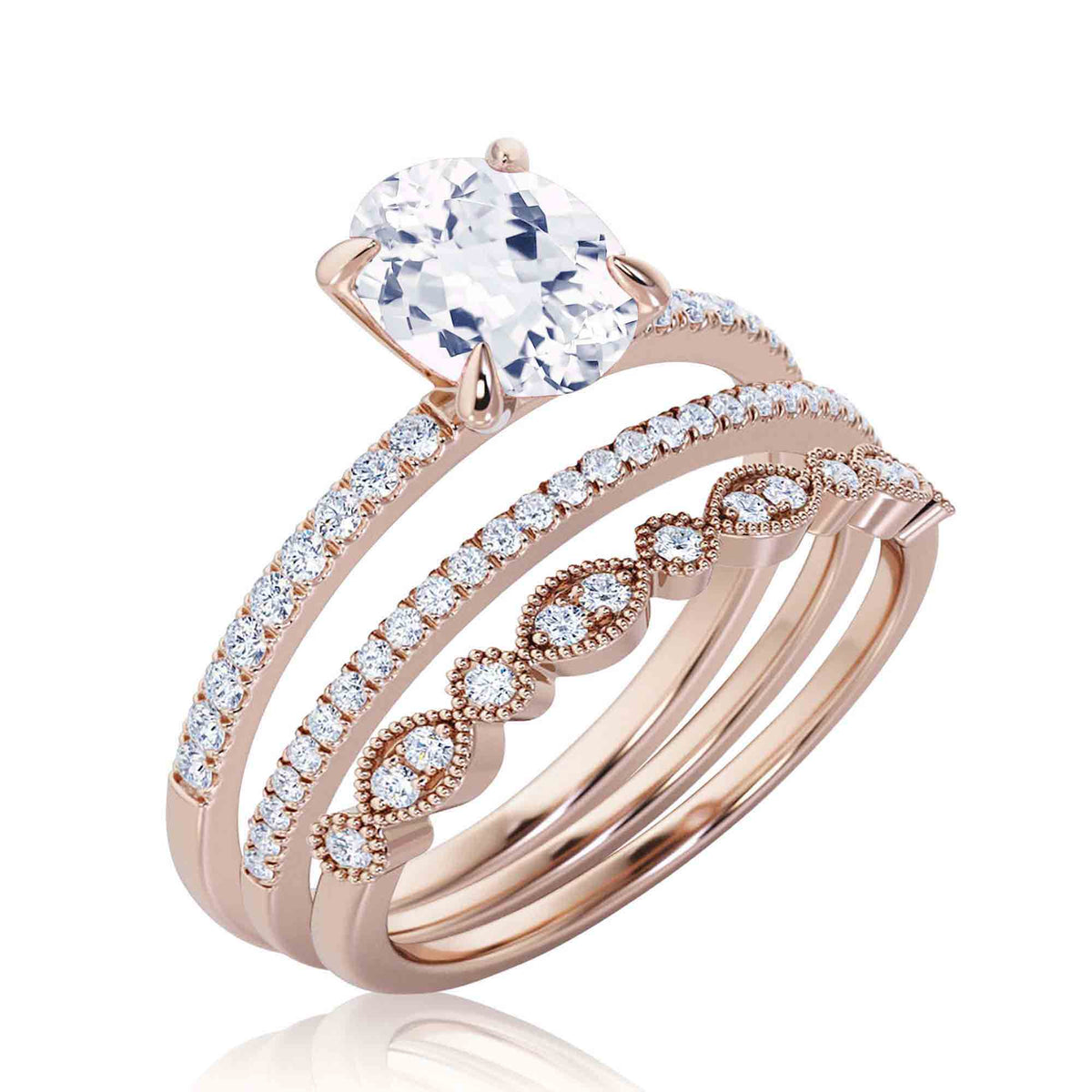 2.50 Carat Oval Diamond Moissanite Engagement Ring in 925 Sterling Silver With 18k Rose Gold Plating K780