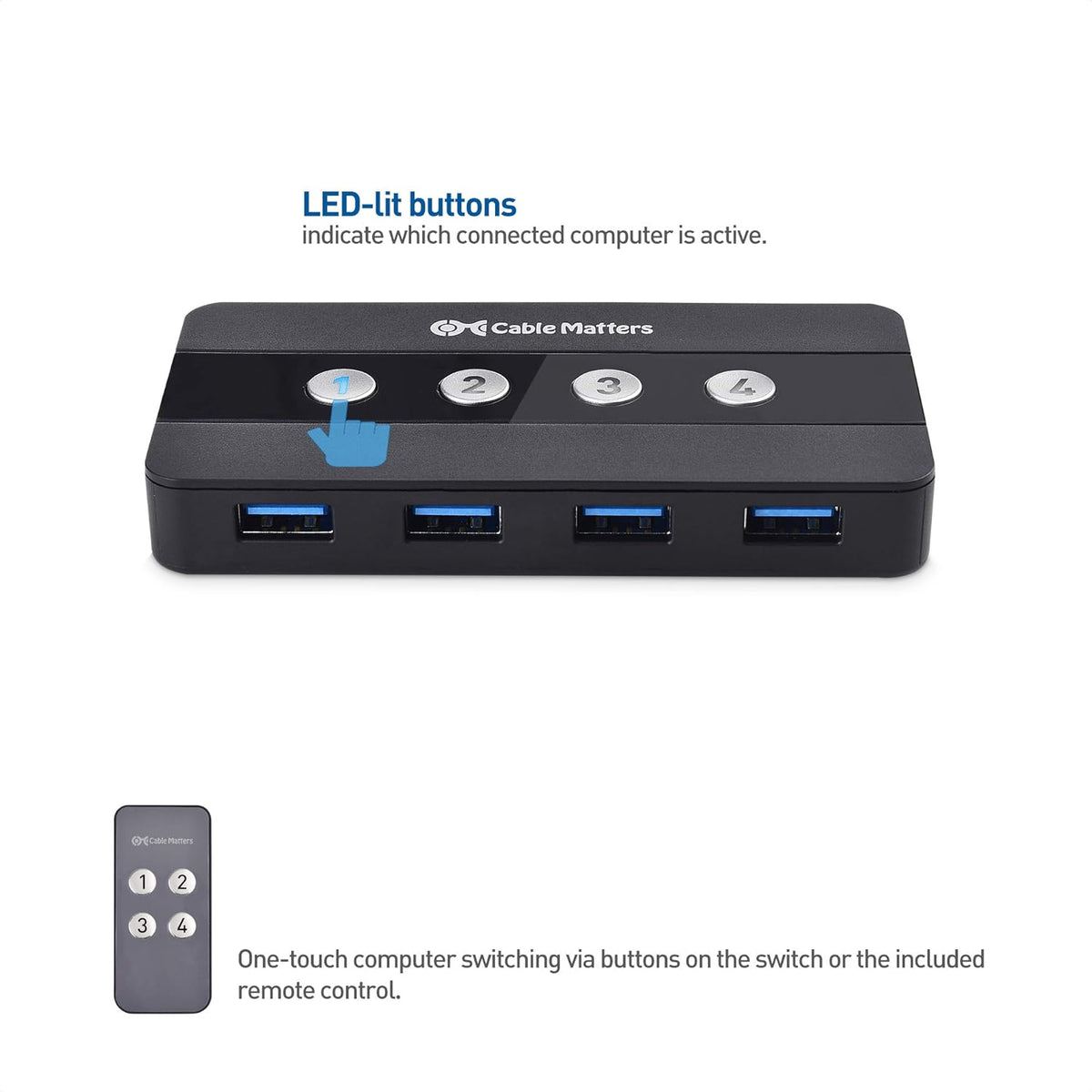 4 Port USB 3.0 Switch Hub with USB-C Adapter D68920