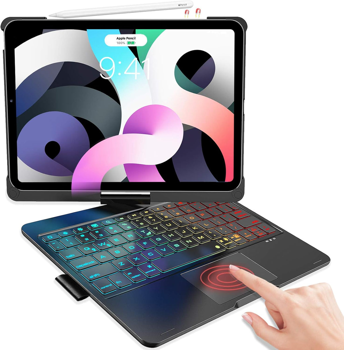 Black Backlit Keyboard Case for iPad Pro 11 inch with Trackpad and Pencil Holder N8760