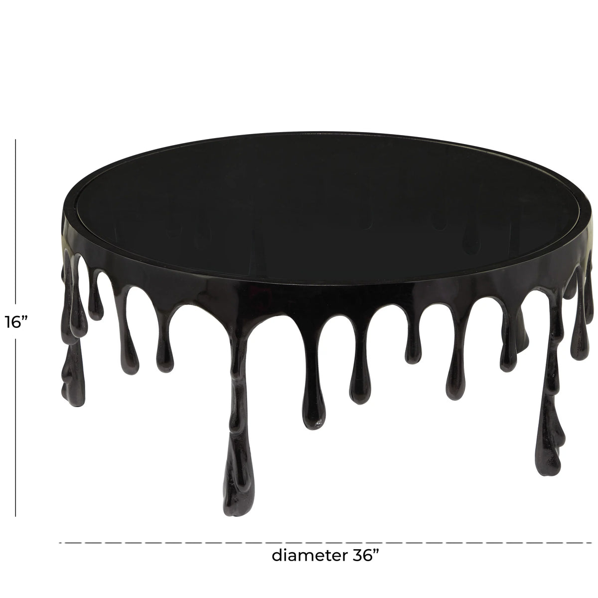 36" x 16" Black Aluminum Coffee Table with Glass Top U204184