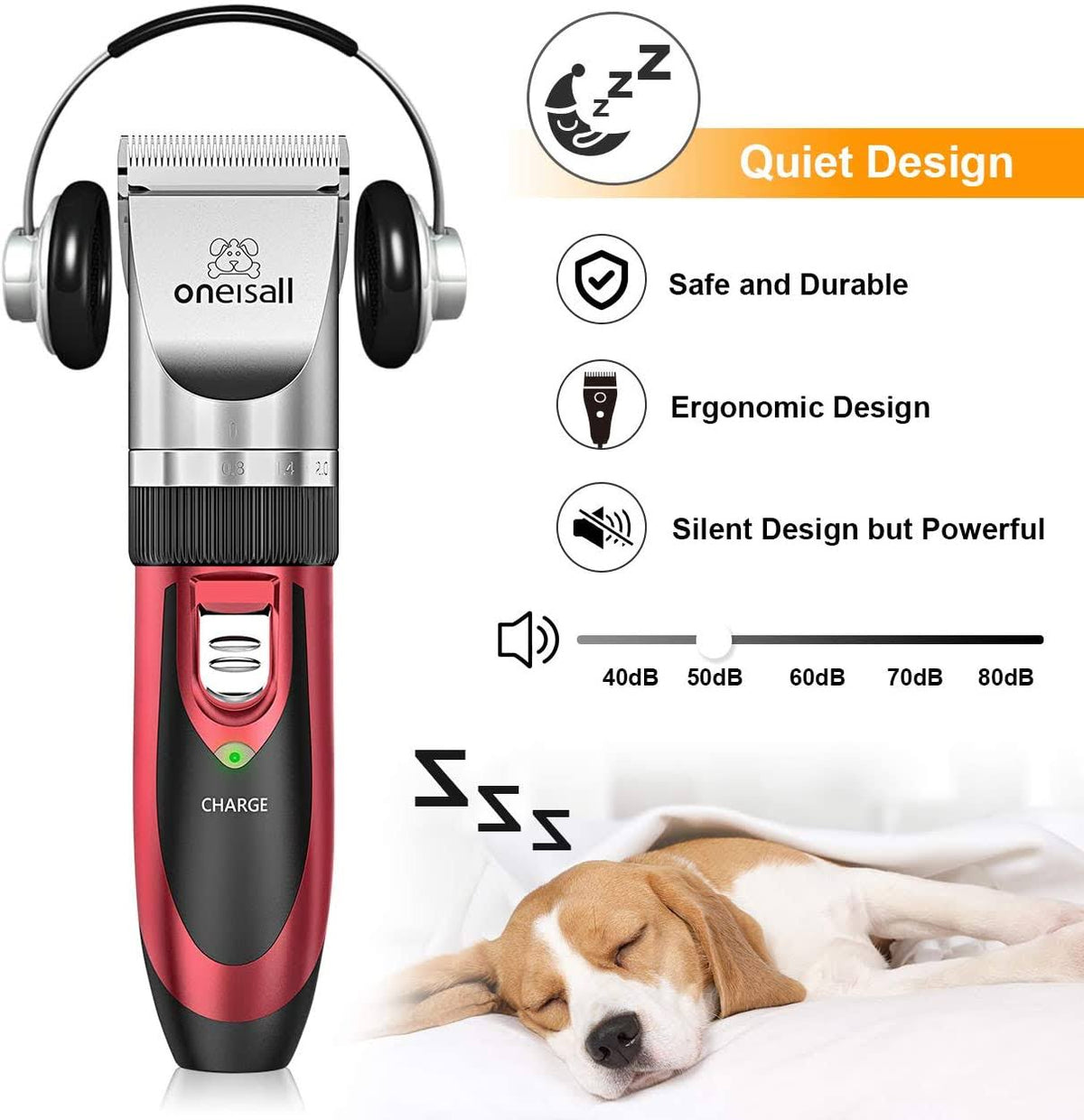 Low Noise Rechargeable Cordless Dog Shaver Clippers Set K74237