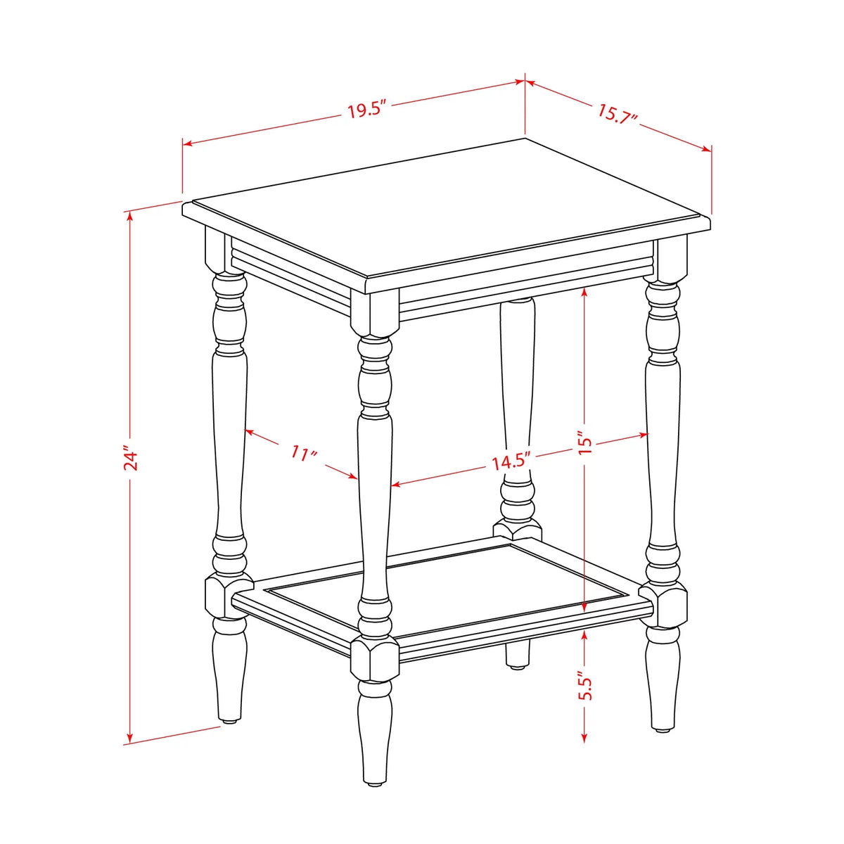 Burgundy Red Wood End Table with Open Storage N95825