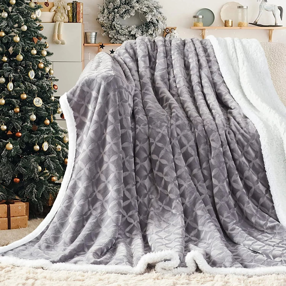 Sherpa Fleece Throw Blanket 50"x60" Y7870
