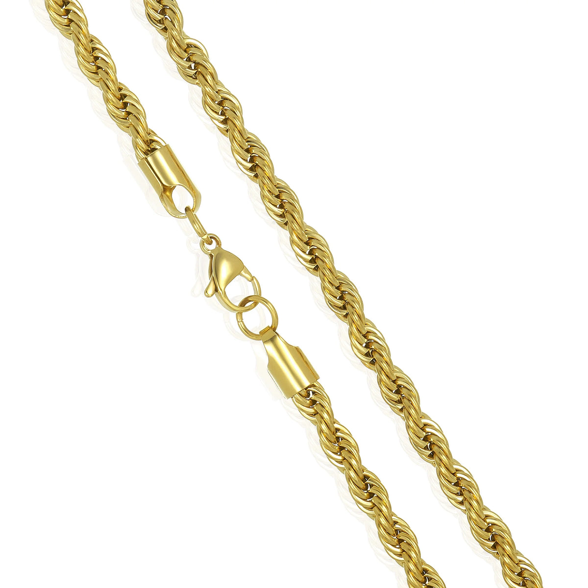 Gold Plated Stainless Steel Rope Chain Necklace 6mm 26" U95653