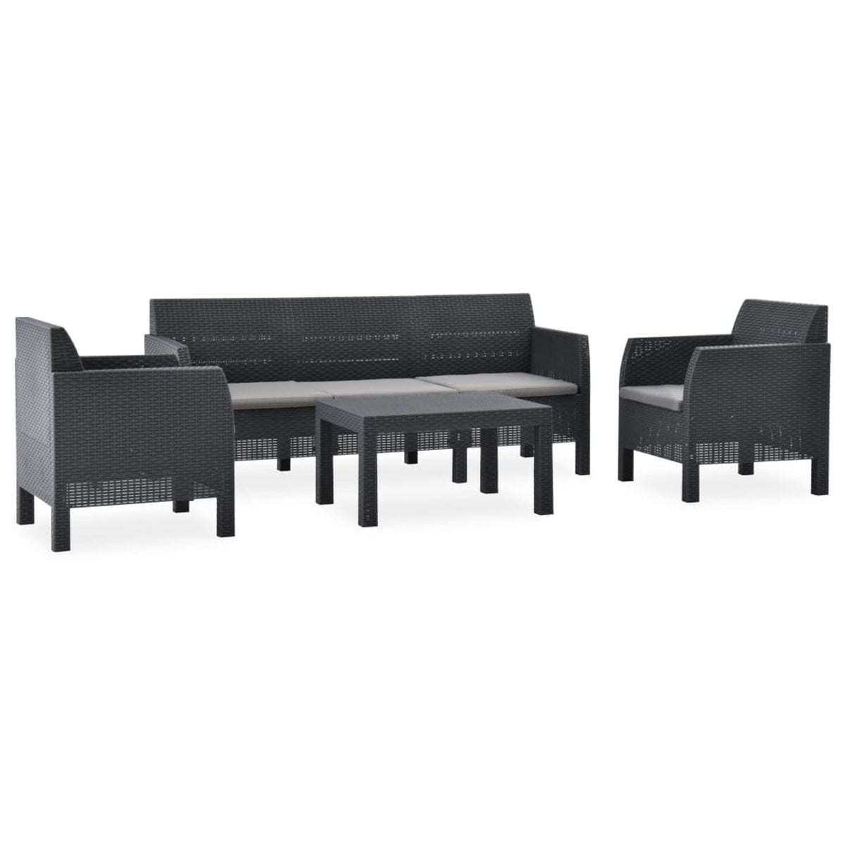 4 Piece Polypropylene Patio Lounge Set with Cushion R5425