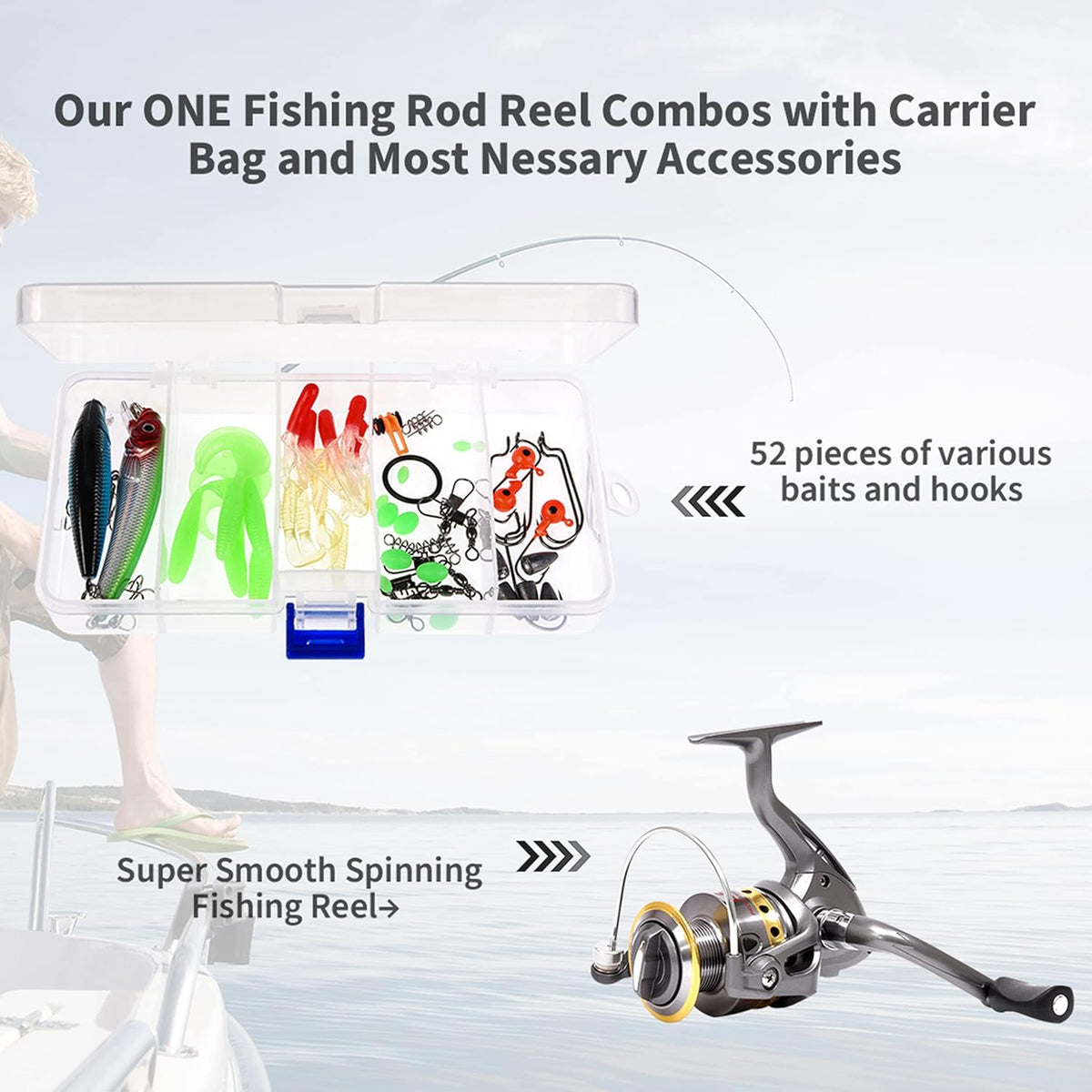 Fishing Rod and Reel Combo Carbon Fiber Telescopic Fishing Pole with Carrier Bag L404542