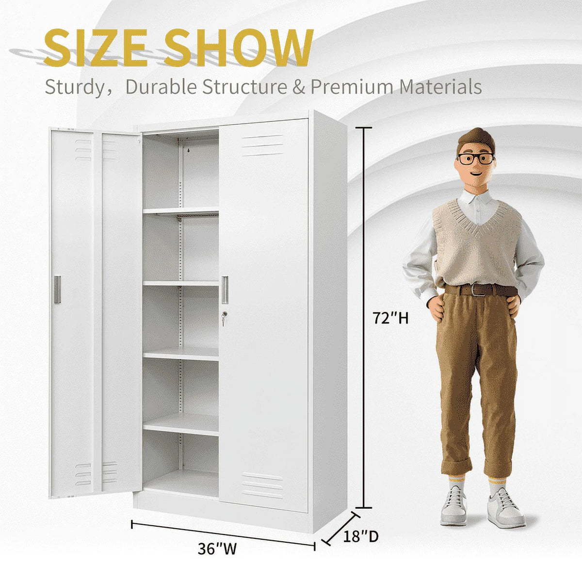 Lockable 72" Metal Storage Cabinet with Adjustable Shelves M2971