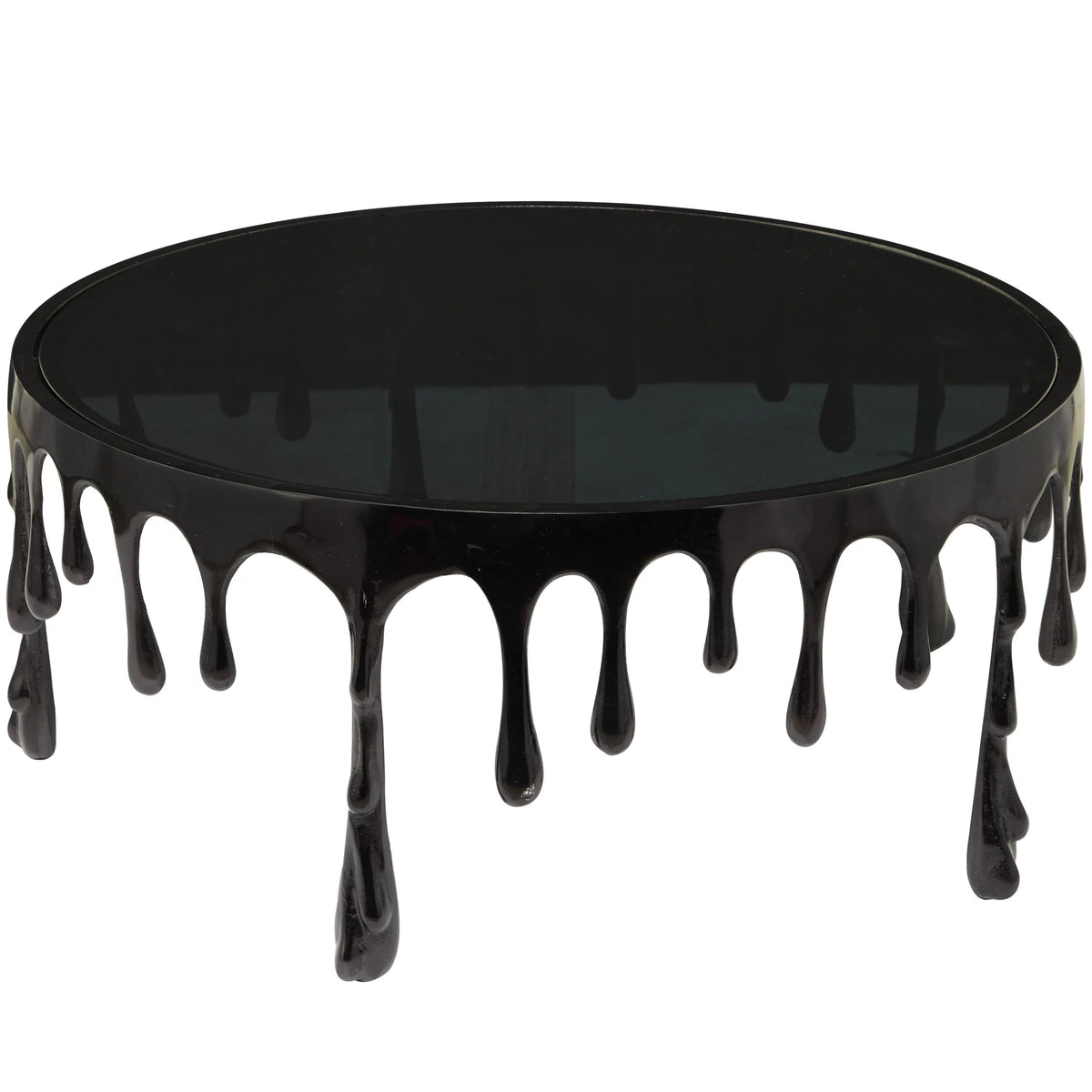 36" x 16" Black Aluminum Coffee Table with Glass Top U204184