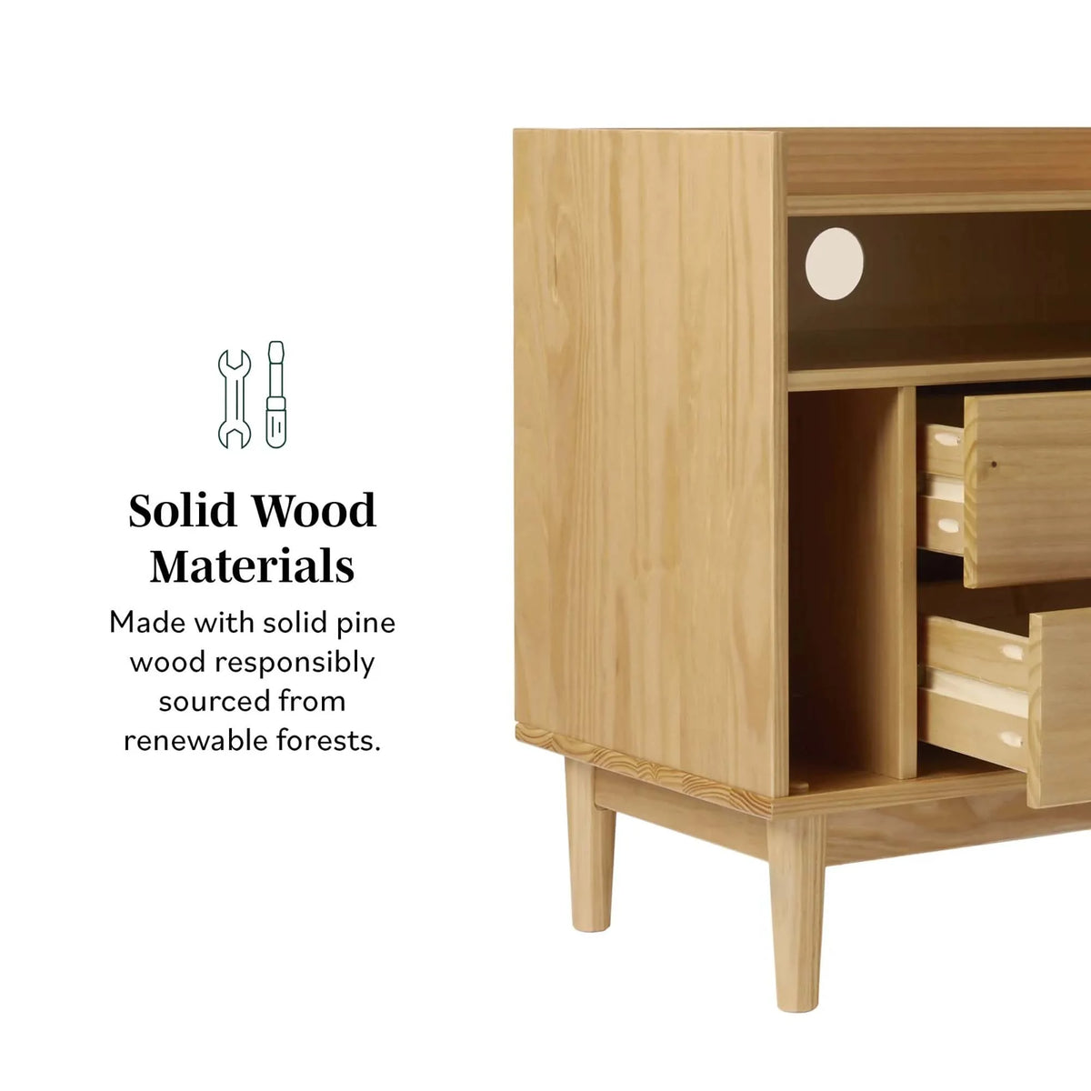 2 Drawer Wood Nightstand I892