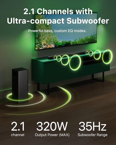 2.1 Soundbar with Wireless Subwoofer and DTS Virtual:X, 240W, Bluetooth 5.4, HDMI ARC, Dark Grey O518