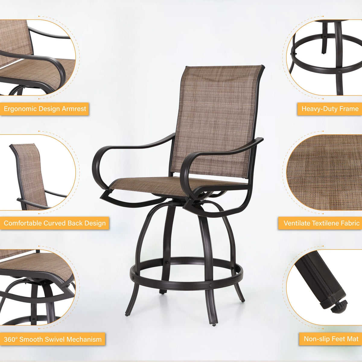 2 Piece Outdoor Swivel Bar Stools K463320