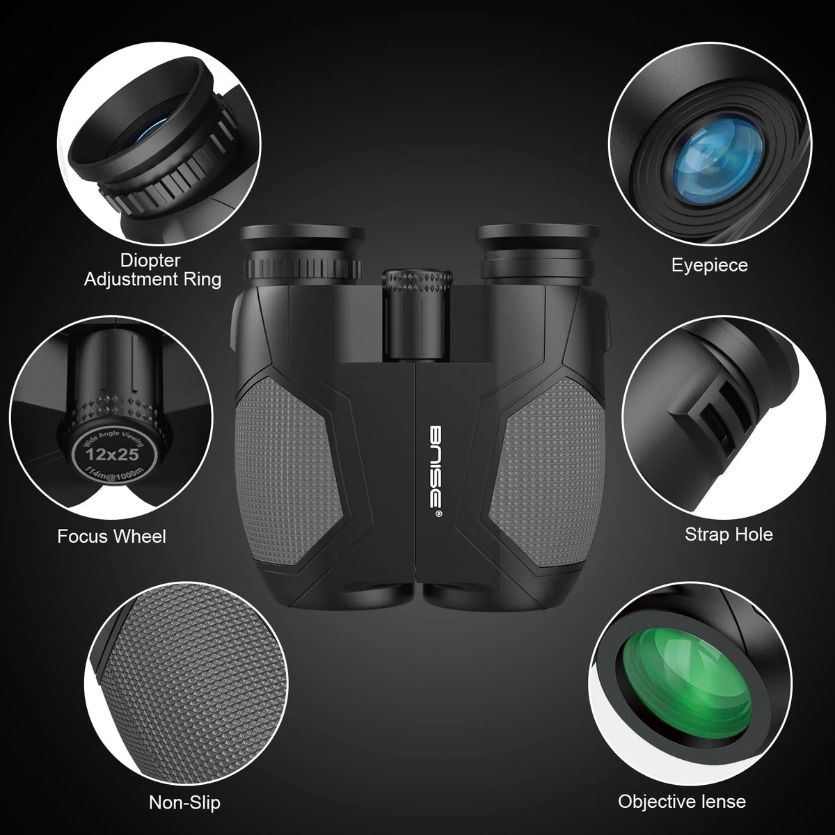 12x25 Compact Binoculars with FMC & BAK4 P9034
