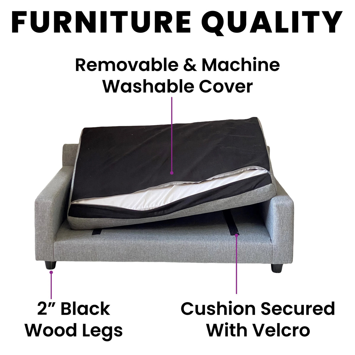 Orthopedic Bed for Dogs, Large, Charcoal I9865