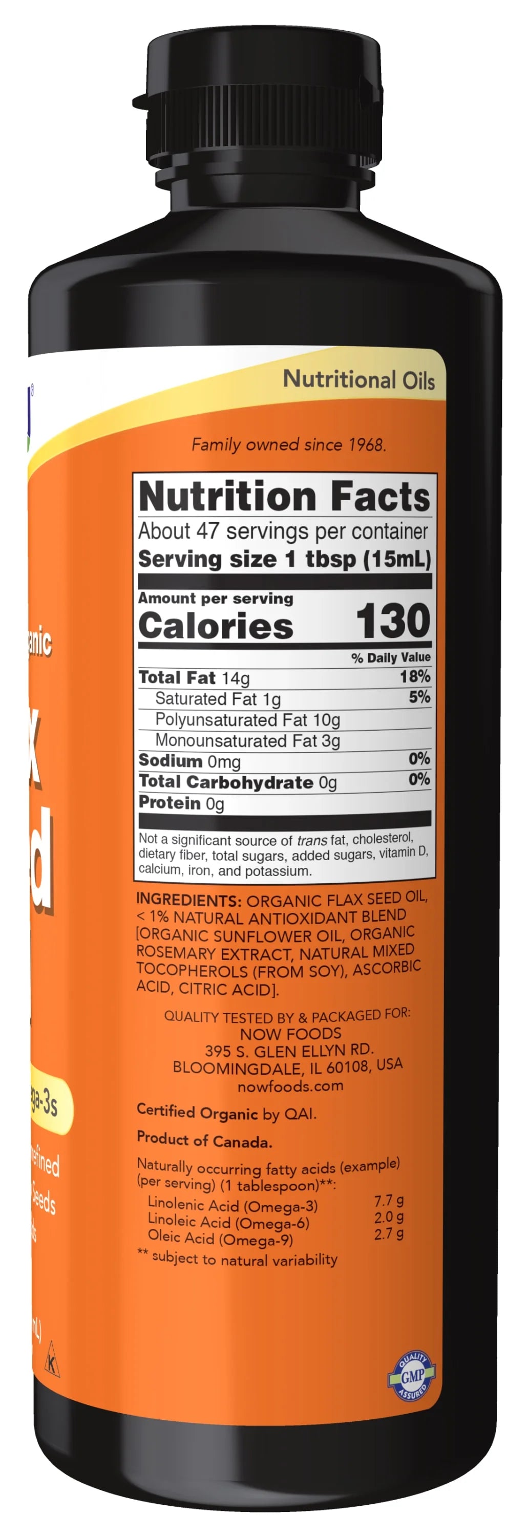 Organic Flax Seed Oil Liquid, Cold-Pressed, Unrefined, 24-Ounce S163
