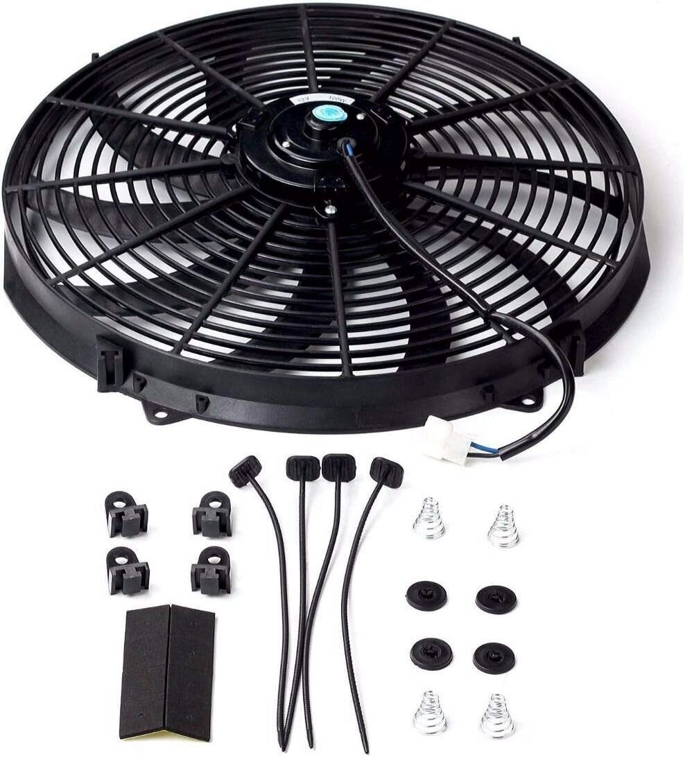16" Universal Slim Electric Radiator Cooling Fan 12V Pack of 2 B574