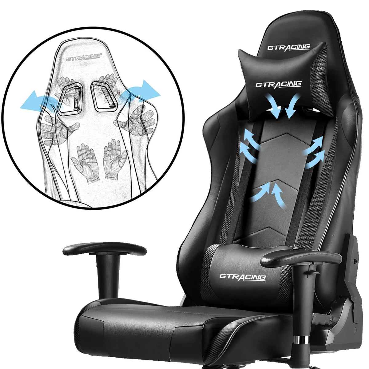 Black Ergonomic High Back Reclining Gaming Chair T643283