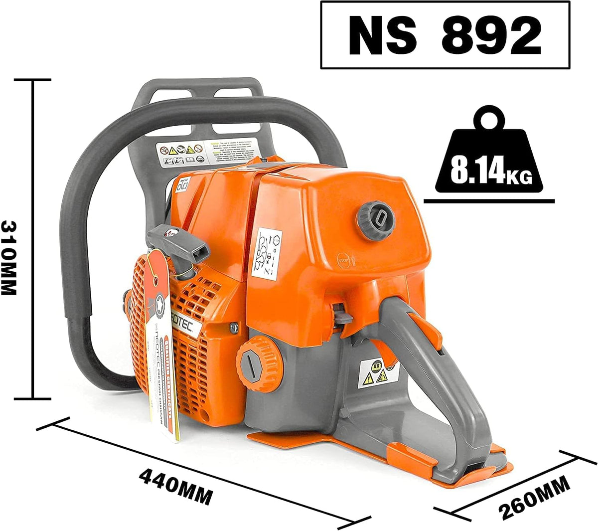 92cc Gas Chainsaw with 24 inch Bar and Chain N6044