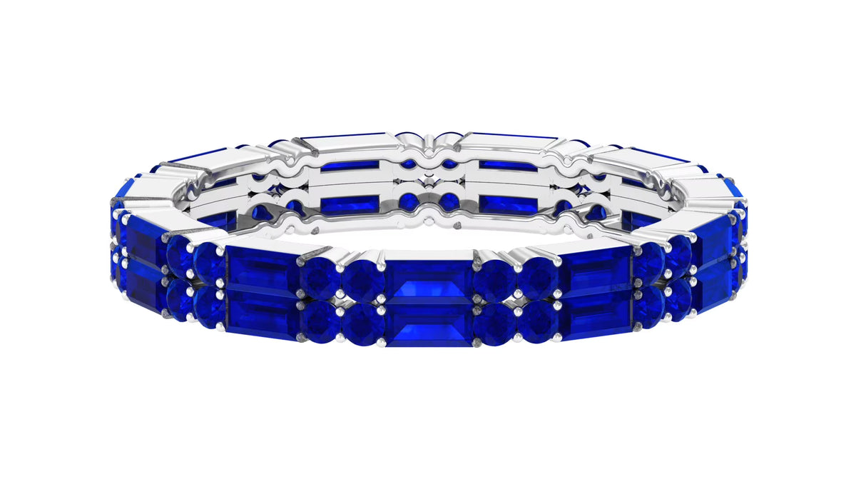 14K White Gold Blue Sapphire Full Eternity Ring D1804