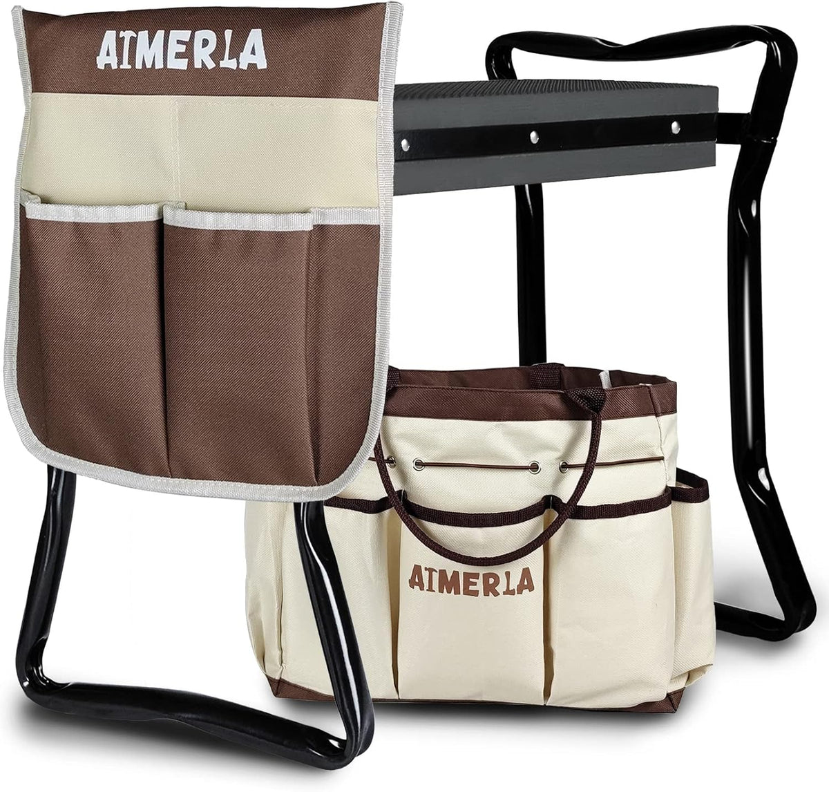 Foldable Garden Kneeler Seat with Kneeling Pad and Tool Bags V732