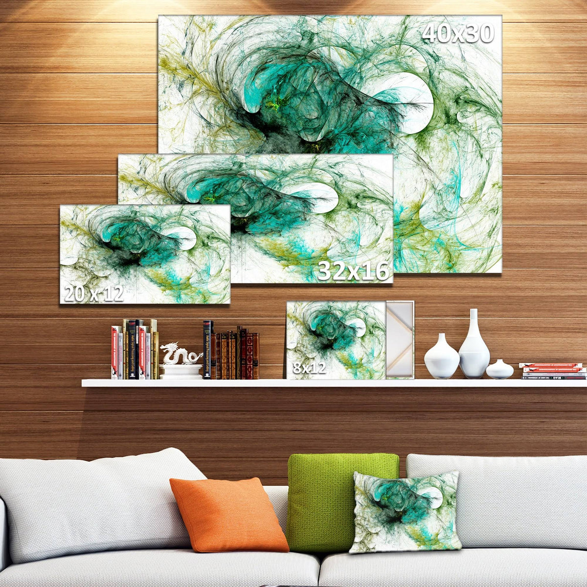 Green Graphic Art on Wrapped Canvas P96807