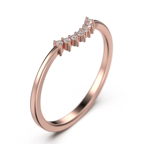 10K Rose Gold Crescent Diamond Wedding Band B911219