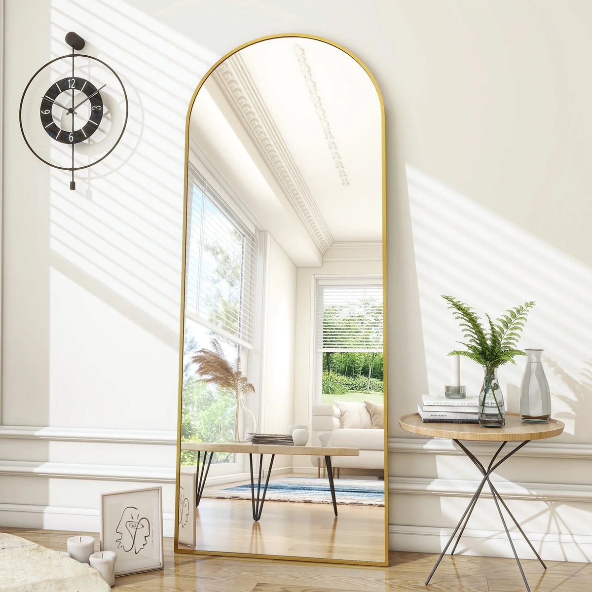 Arched Full Length Floor Mirror 58x18 Black D571942
