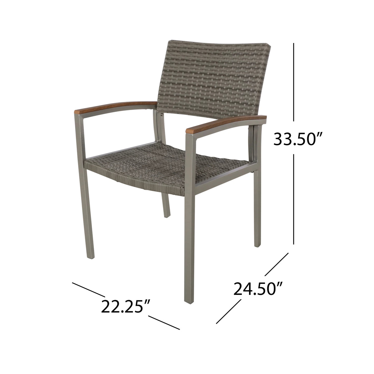 Set of 2 Silver Gray Wicker Dining Chairs Z377488