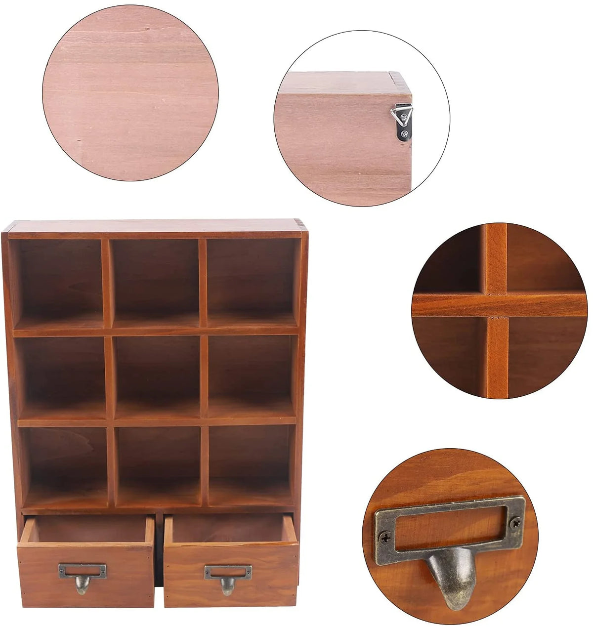 9 Cube Wooden Display Shelf Bookcase with 2 Drawers L4185