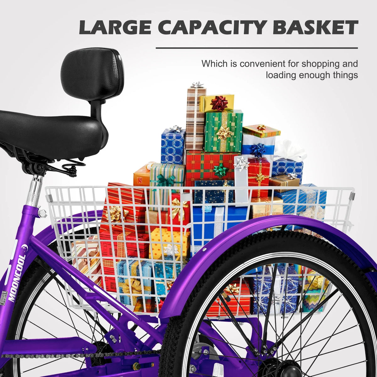 24 Tire 7 Speed 3 Wheel Adult Tricycles with Big Basket X5913