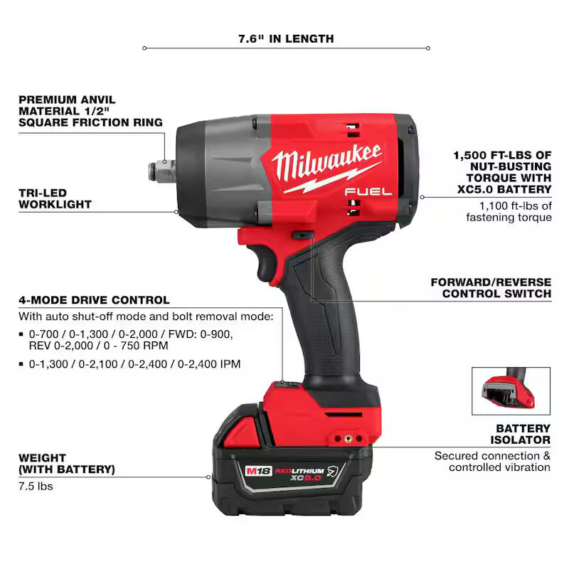 18V Lithium-Ion Brushless Cordless 1/2 in. Impact Wrench Kit F623