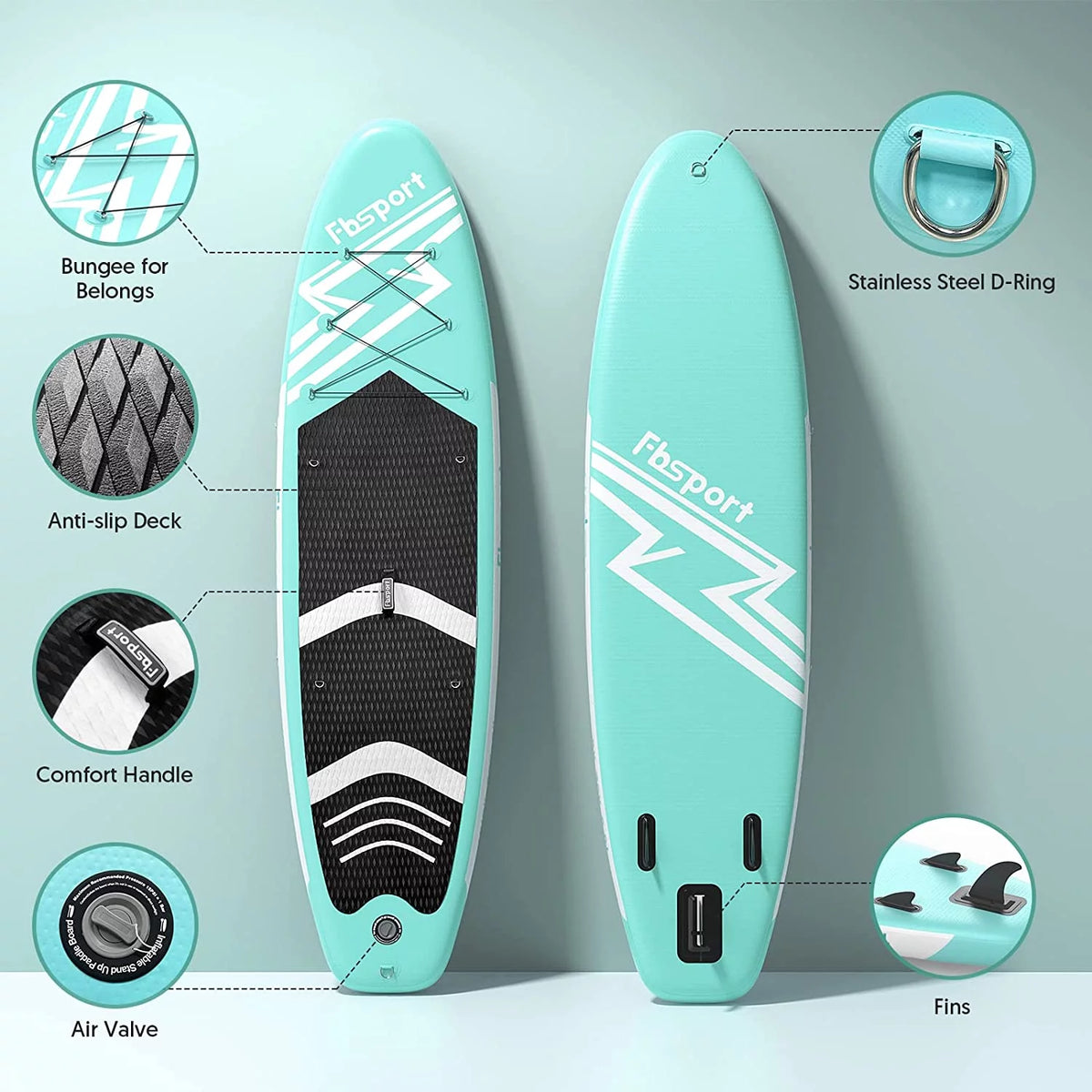 Mint Green Inflatable Paddle Board U47750