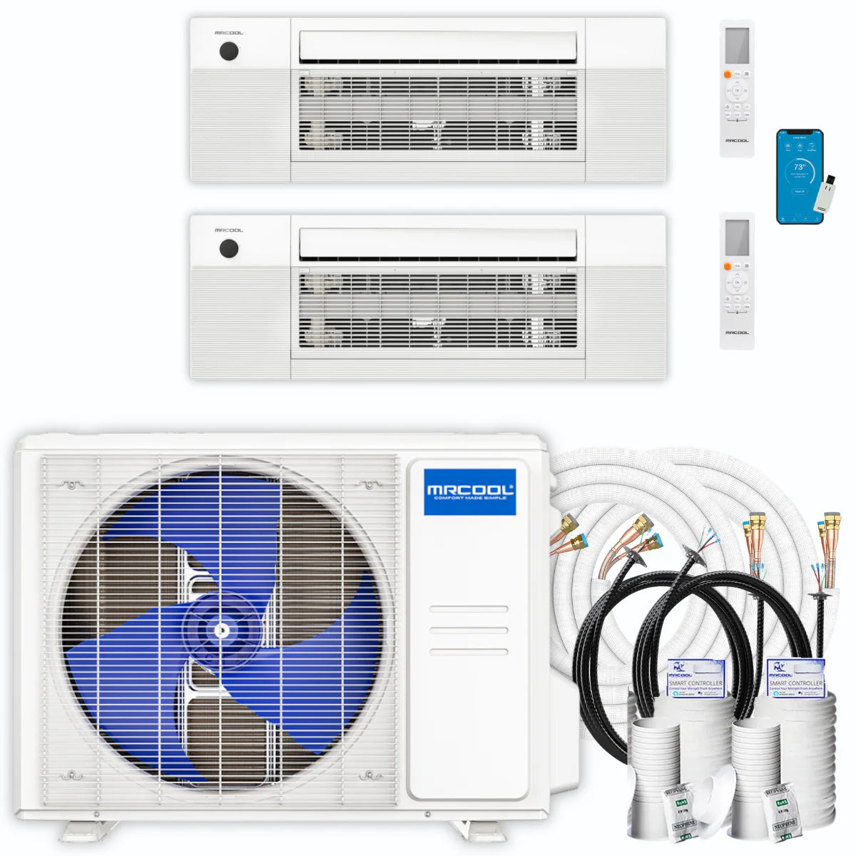18,000 BTU 2 Zone Ceiling Cassette Ductless Air Conditioner and Heat Pump V819