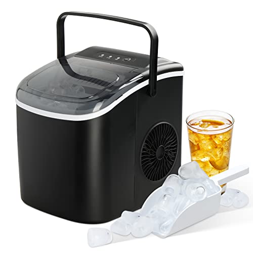 Portable Countertop Ice Maker with Ice Spoon and Basket, Black R92318